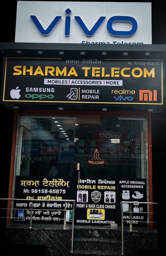 Sharma Telecom shop storefront on Rurka Road, Goraya